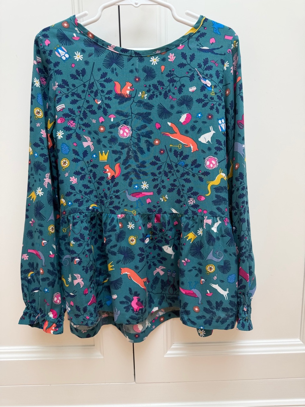 Joules Lucette Woodland Print Peplum Top Girls 7 Years NWT